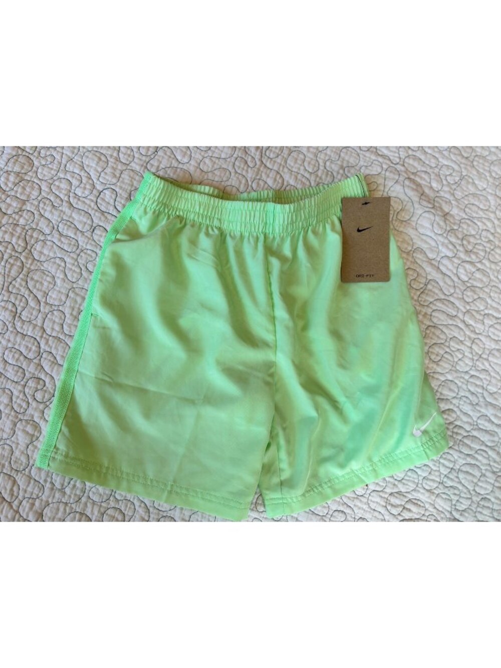 Nike Boys Dri-FIT Neon Green Athletic Shorts Size 7 Years
